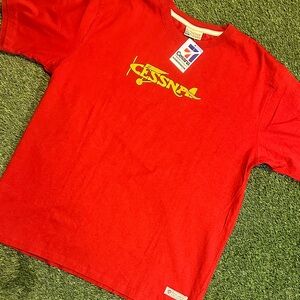 NWT Red Canoe Cessna Airplane Red Yellow Logo Shirt XXL